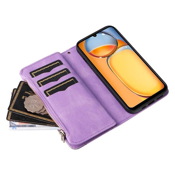 KT Wallet Case til Xiaomi Redmi 13C - Lilla - sort Purple