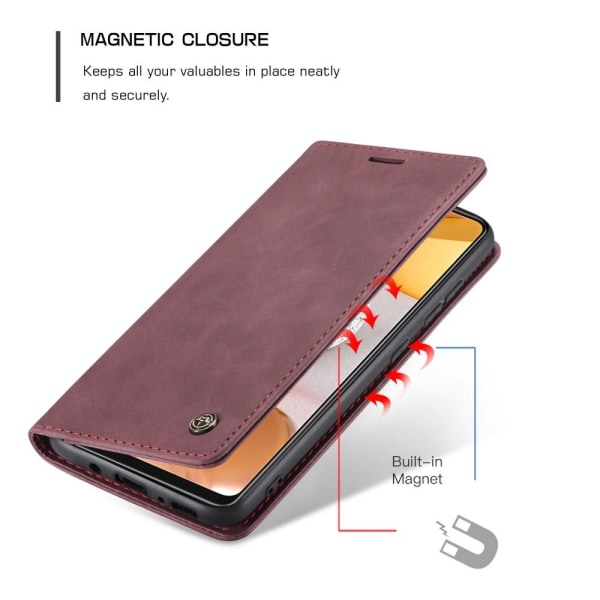 CASEME Retro tegnebog taske til Samsung Galaxy S21 Vinrød Wine red