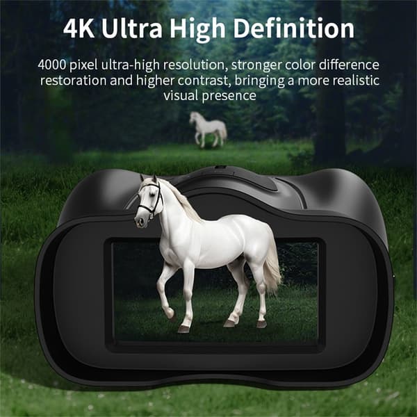 4K-kikkert med nattsyn, 16x digital zoom og 5000 mAh-batteri – digital IR-kikkert med kamera Black