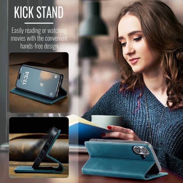 CASEME Retro lompakkokotelo iPhone 17 Blue