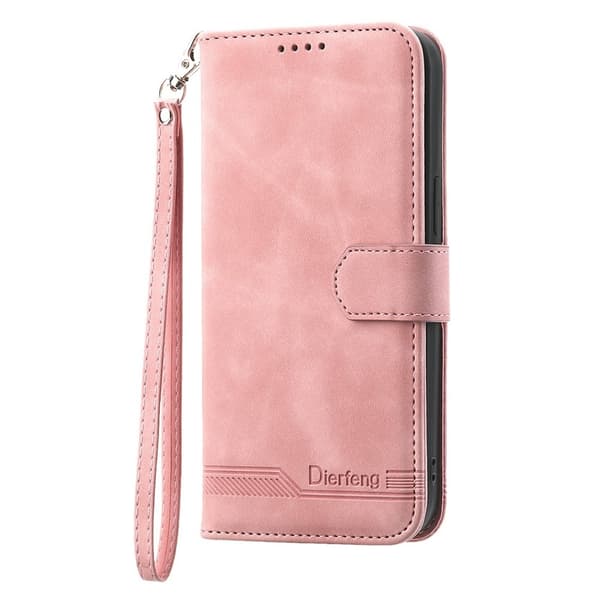 DIERFENG Til Samsung Galaxy A37 5G Pungcover med Stander og Håndledsrem Pink