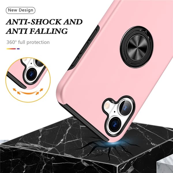 For iPhone 17 Hybrid-deksel med Fingerring Pink