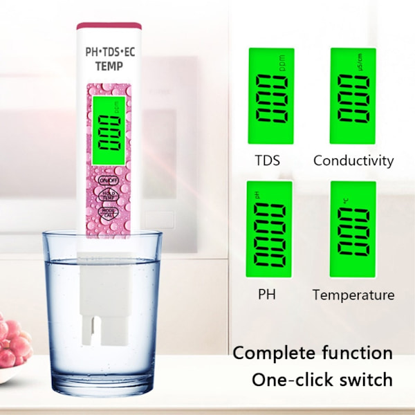 4-i-1 test for vandkvalitet PH TDS EC TEMP testpen White