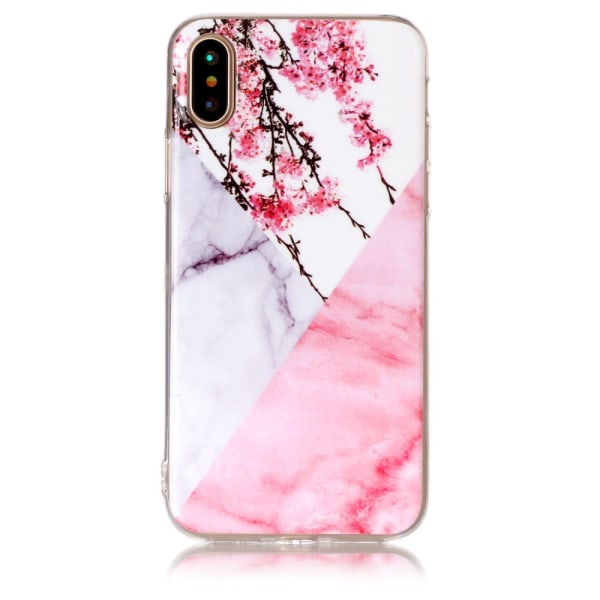 iPhone X Marble Pattern IMD TPU Back Cover Case - Plum Multicolor