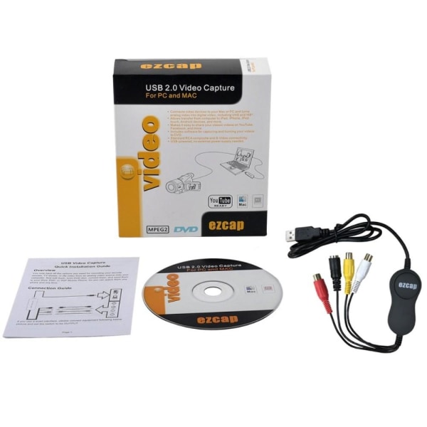 EzCAP Video Capture VHS till DVD Digital Video omvandlare Svart