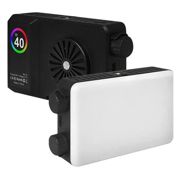 K-15 LED-lys til foto og video – 180 grader justerbart, dæmpbart, farvetilstande Black