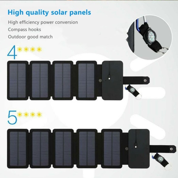 N10 7,5 W: n taitettava aurinkopaneeli kannettava ulkokäyttöön t Black