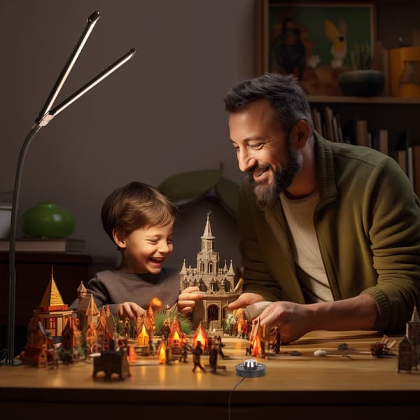 Dimbar LED-bordlampe med klemme og fjernkontroll Black