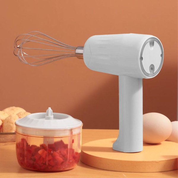 2-i-1 handmixer elektrisk Visp Sladdlös uppladdningsbar + skål Vit