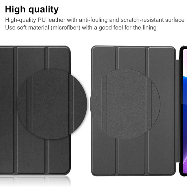 Til Lenovo Tab P12 Pro Tri - fold Stand Tablet - Taske - Sort Black