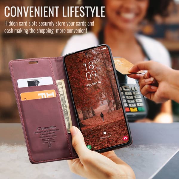 CASEME Retro Lompakkokotelo Samsung Galaxy S26+ - Punainen Red