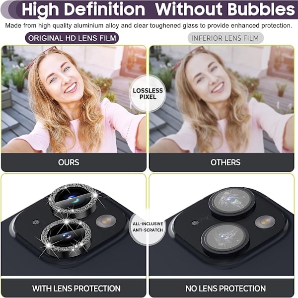 Til iPhone 15 / 15 Plus Lens Glitter Black