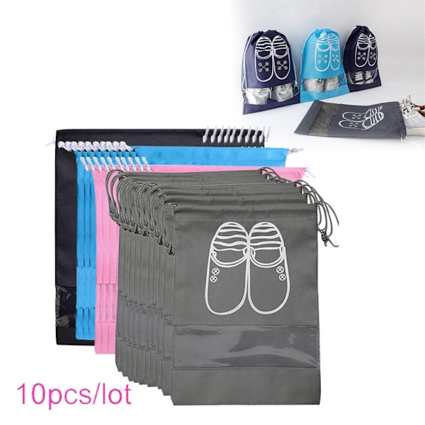 10 stk Sko opbevaringstaske Garderobe Sko Lomme - L/32*44cm Grey