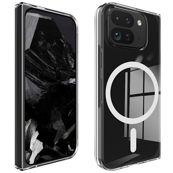 För Google Pixel 9 Pro Fold 5G Magnetiskt skla TPU + Akryl med MagSafe Transparent
