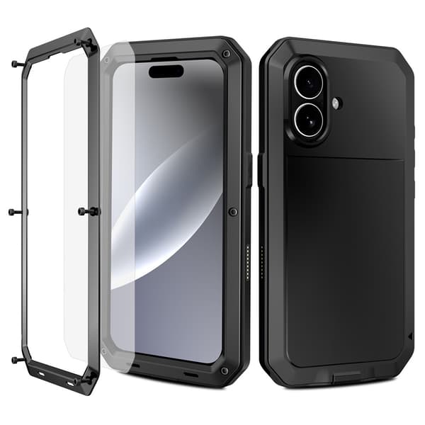 Heavy Duty Robust -hybridikotelo Shell + karkaistu lasi iPhone 17:lle Black