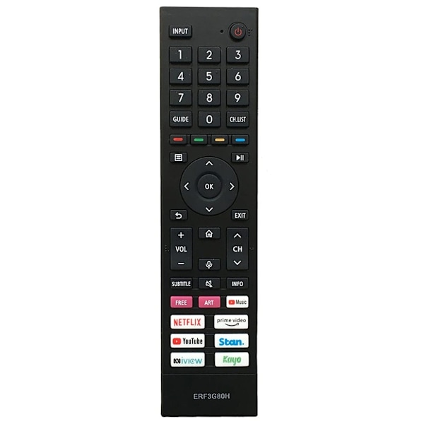 Television kaukosäädin Korvaa ERF3G80H Hisense TV:lle Black