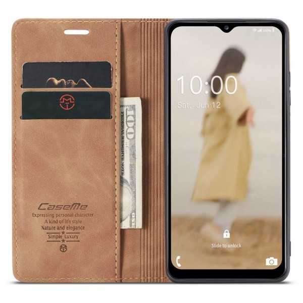 CASEME Retro Lompakkokotelo Samsung Galaxy A14 - Ruskea Brown