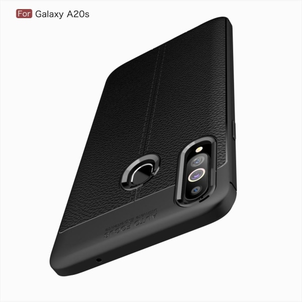 Litchi Texture Soft TPU Case for Samsung Galaxy A20s - Black Black