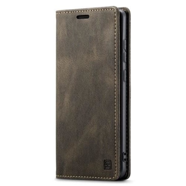 AUTSPACE A01 Retro Wallet Case for Samsung Galaxy S23+ (Plus) - Coffee Brown