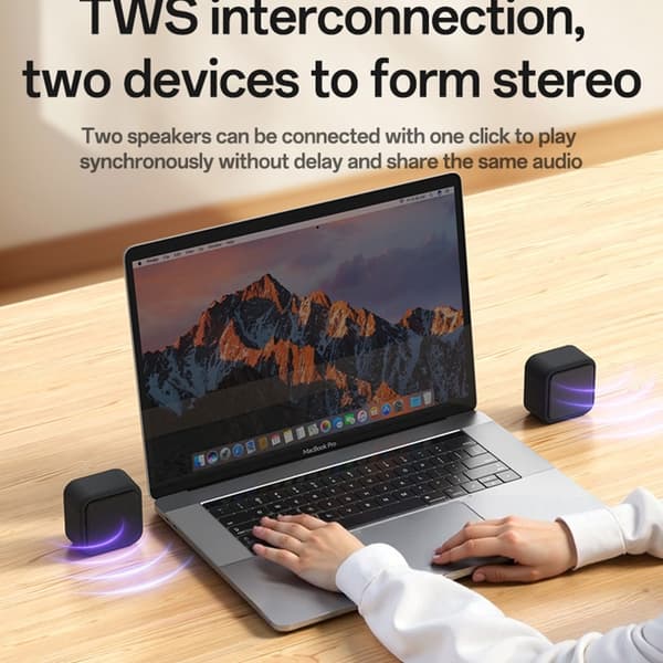 YESIDO Mini Cube TWS Bluetooth högtalare snodd förbättrad bas bärbar subwoofer Svart