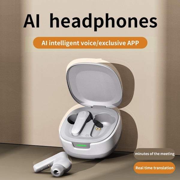 Bluetooth-hovedtelefoner AI Smart Multi-Language Oversættelse Oversætter - Sort Black
