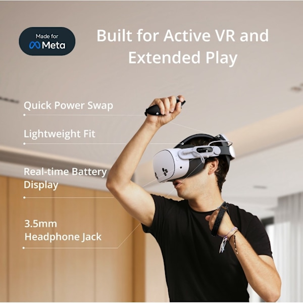 BOBOVR E3 Pro for Meta Quest 3/3S hodestropp 10000mAh batteri VR-hodebånd Grey