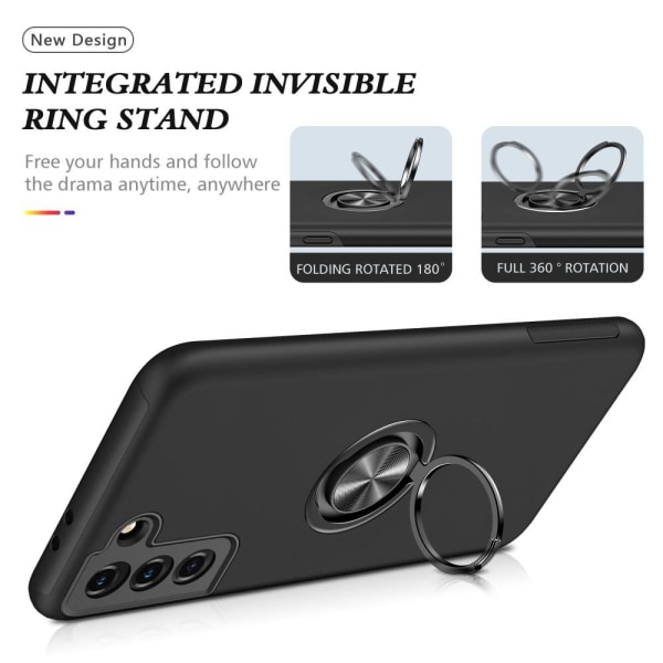 Samsung Galaxy S21 Fingerring Kickstand Hybrid Taske Black