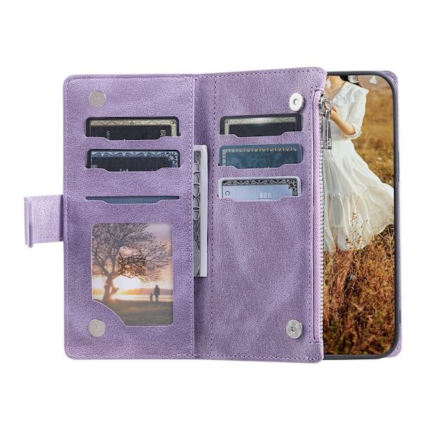 For Google Pixel 10a Wallet Case PU Leather Rhombus Pattern with Wrist Strap - Purple Purple