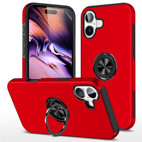 For iPhone 17 Hybrid-deksel med Fingerring Red