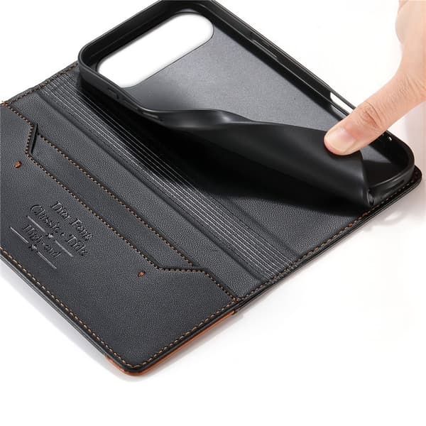 DIERFENG iPhone Air Lompakkokotelo RFID Suoja Teline - Musta Black
