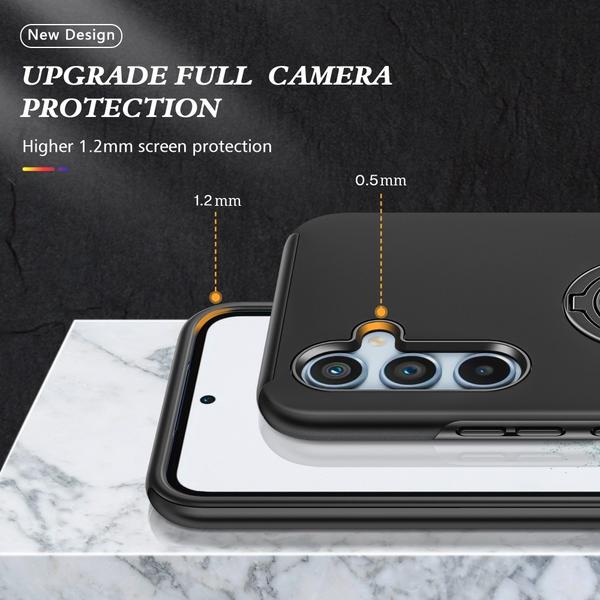 Til Samsung Galaxy A56 5G Hybrid Cover med Roterbar Ringholder Black