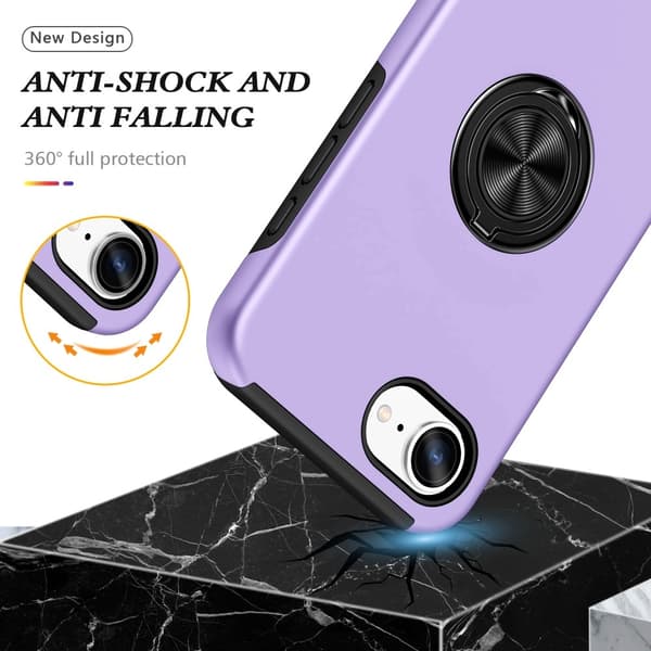 Till iPhone 17e / 16e Hybrid skal med Finger Ring - Lila Lila