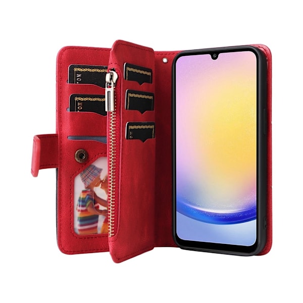 KT Multifunksjons Serie-5 Telefonveske for Samsung Galaxy A25 Red