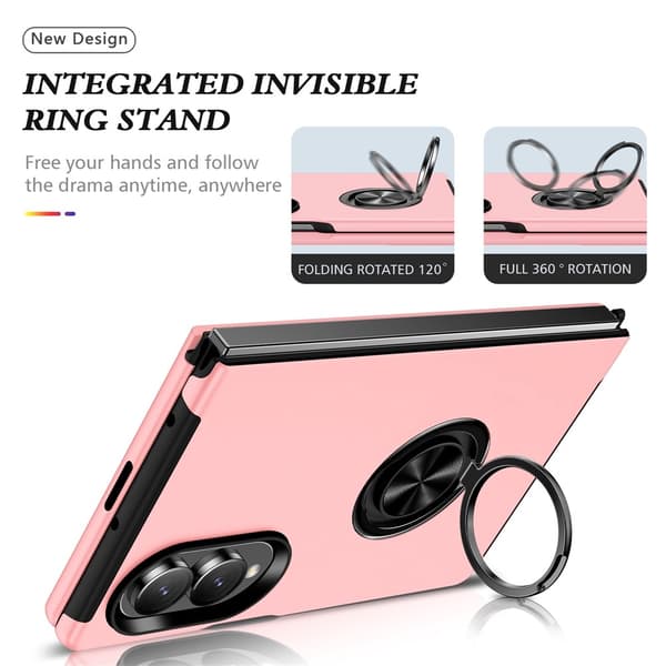 Hybridtelefoncover med ringholder til Samsung Galaxy Z Fold8 Pink