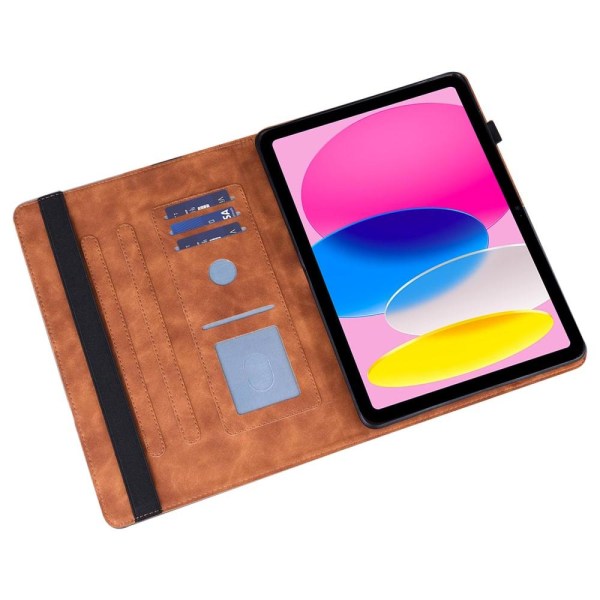 Til iPad 10.9 (2022) Tabletetui Cover Blomsterprægning - Brun Brown