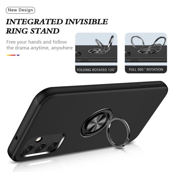 Samsung Galaxy A14 5G Fingerring Kickstand Hybrid Taske - Sort Black