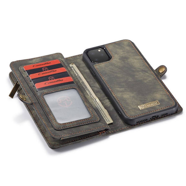 iPhone 11 Pro CASEME Split Leather Wallet Detachable Phone Case Grey