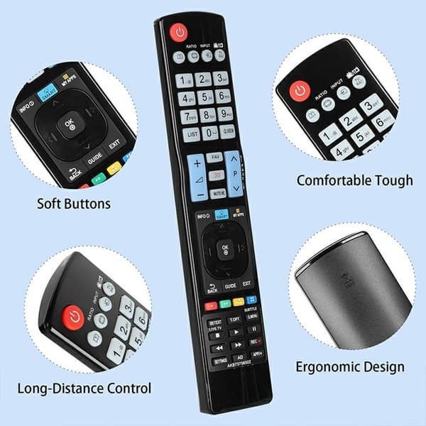 TV fjernkontroll Erstatning for AKB73756502 For LG TV Black