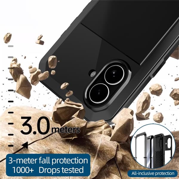 Heavy Duty Robust -hybridikotelo Shell + karkaistu lasi iPhone 17:lle Black
