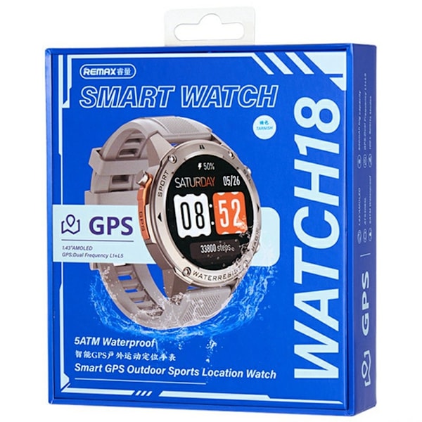 REMAX WATCH 18 Smart GPS Sports Fitness Tracker med Pulsmåler Black