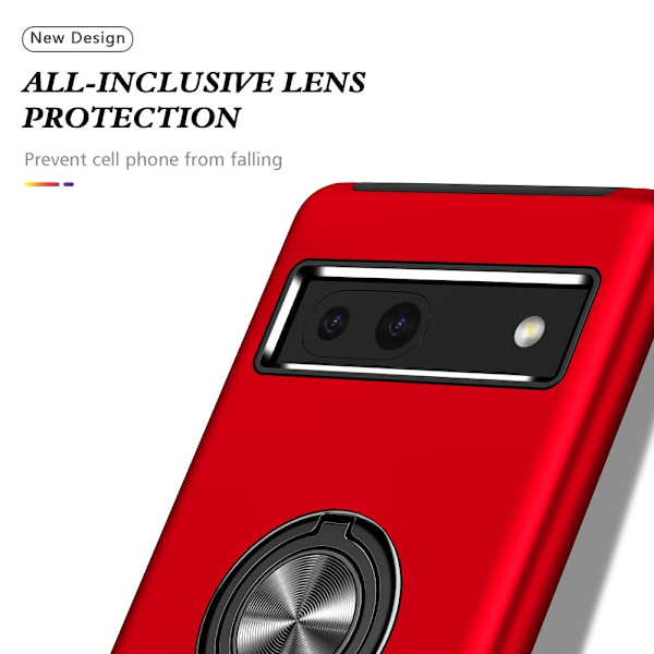 Til Google Pixel 8a Fingerring Kickstand Hybrid Taske Red