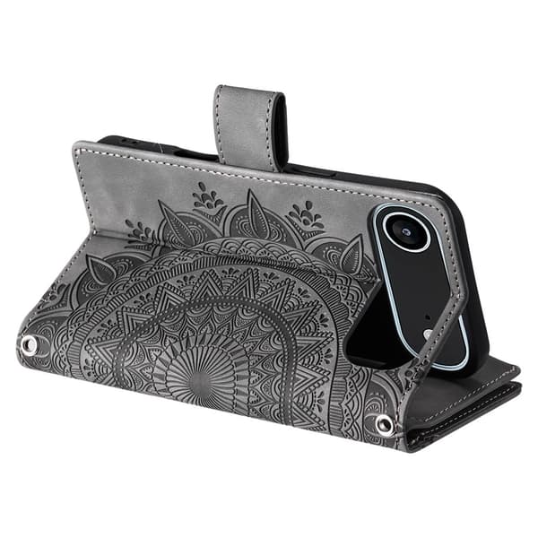 Plånboksfodral kompatibelt med iPhone Air , Fodral Skal Mandala blommönster - Grå grå
