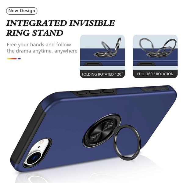 For iPhone 17e / 16e Hybrid-deksel med Fingerring Blue