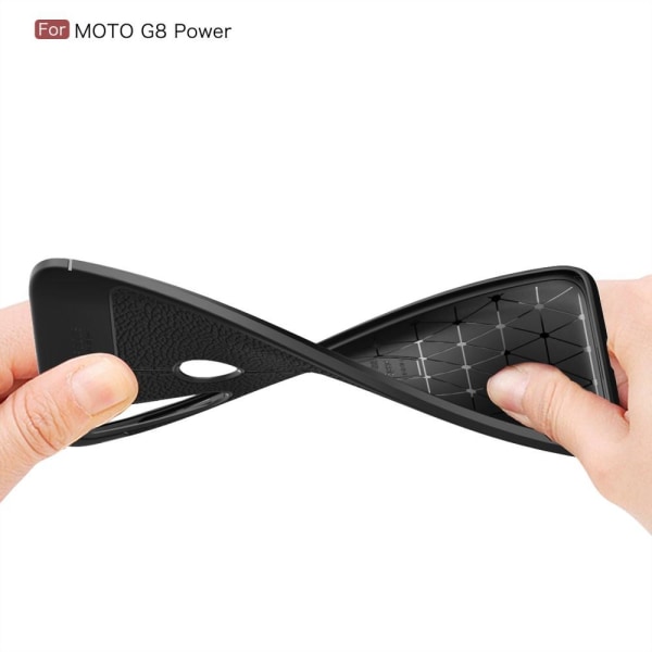 Litchi Texture -pehmeä TPU- case Motorola Moto G8 Power -puhelimelle - musta Black