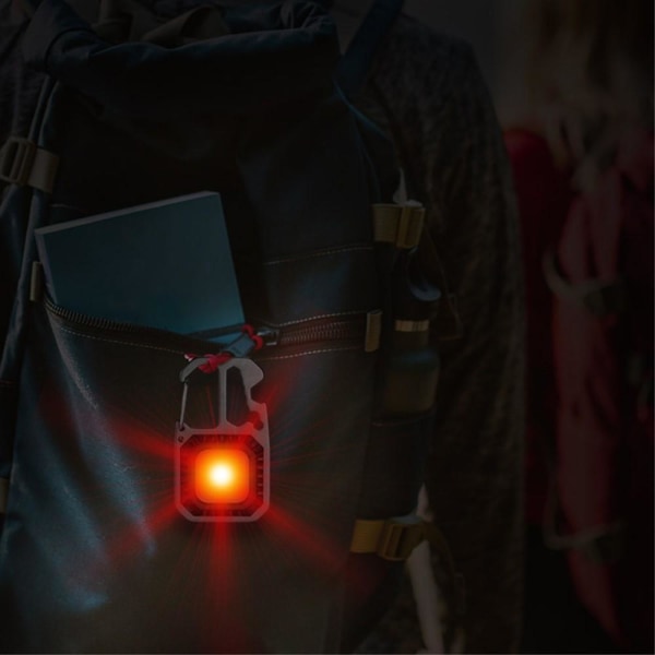 Nyckelring Ficklampa COB Light Flasköppnare Skruvmejsel Multi Svart