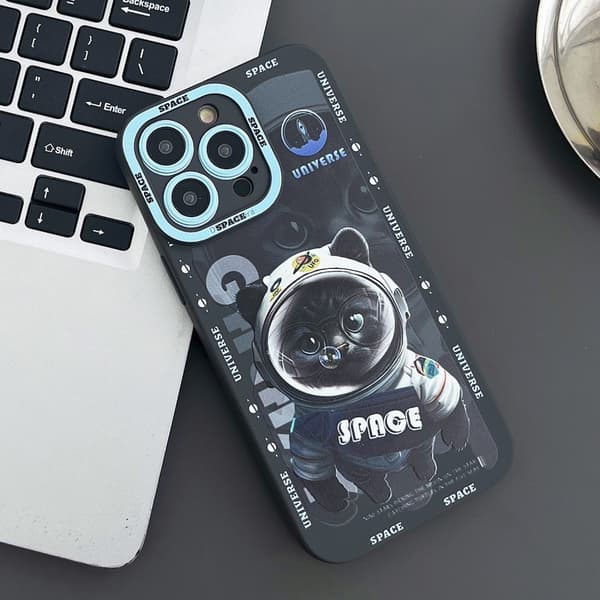 TPU telefon cover Cover til iPhone 15 Pro Cover Cat - Sort Black