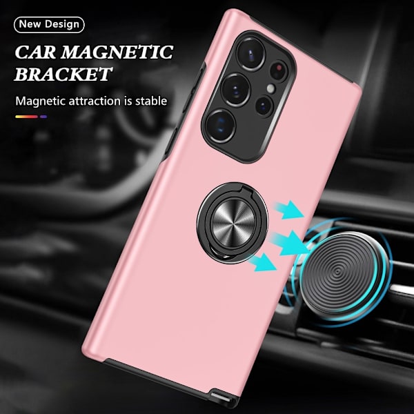 Samsung Galaxy S24 Ultra Fingerring Kickstand Hybrid Taske Pink