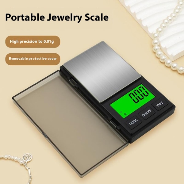 1000g / 0,01g 5 Enheter Bærbar Smykkeskala Liten Skala Digital Lommeskala Black