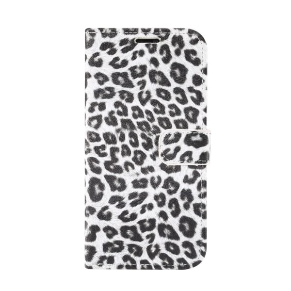 Leopardmønster tegnebogsovertræk til iPhone 12/12 Pro White