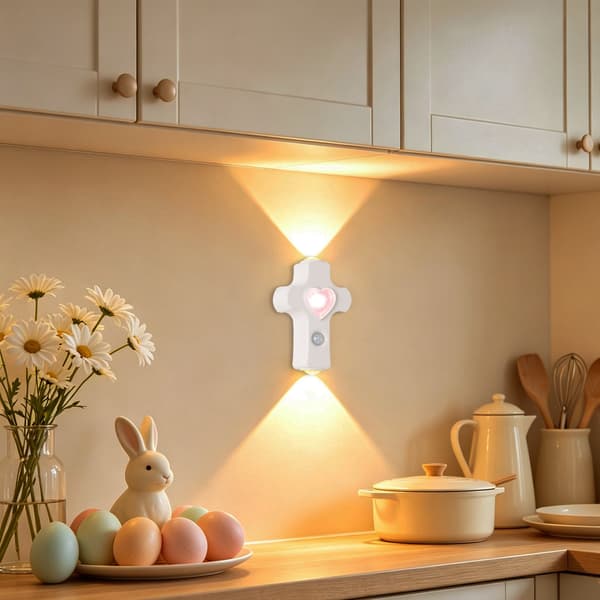 Cross vegglampe, oppladbart nattlys, bevegelsessensor, dimbar, magnetisk – hvit White